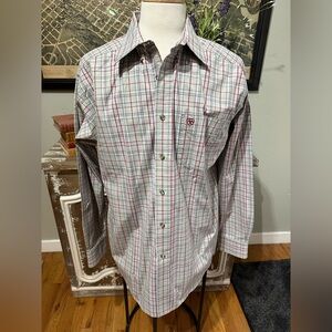 Men’s Large Ariat Pro Series Grey Plaid Western Shirt